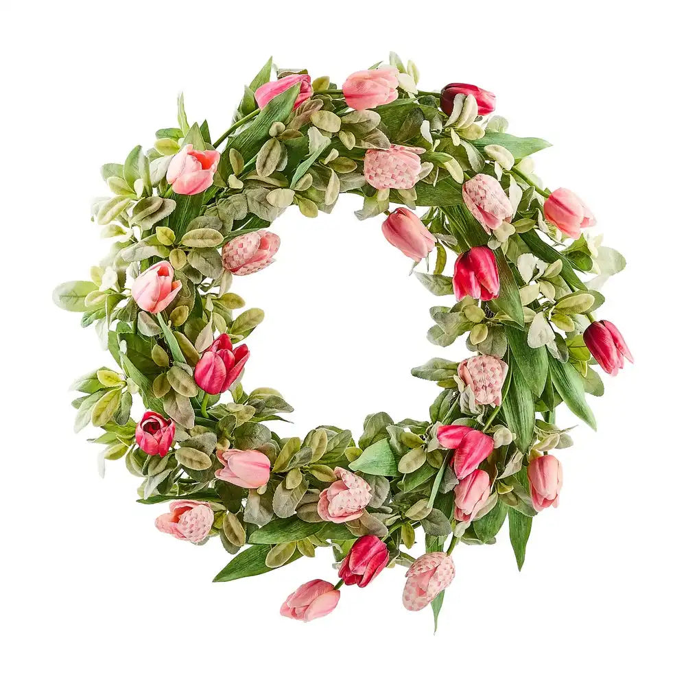 Rosy Check Tulip 28" Wreath