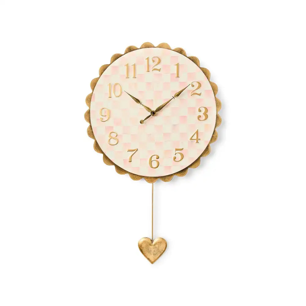 Courtly Check Heart Pendant Wall Clock