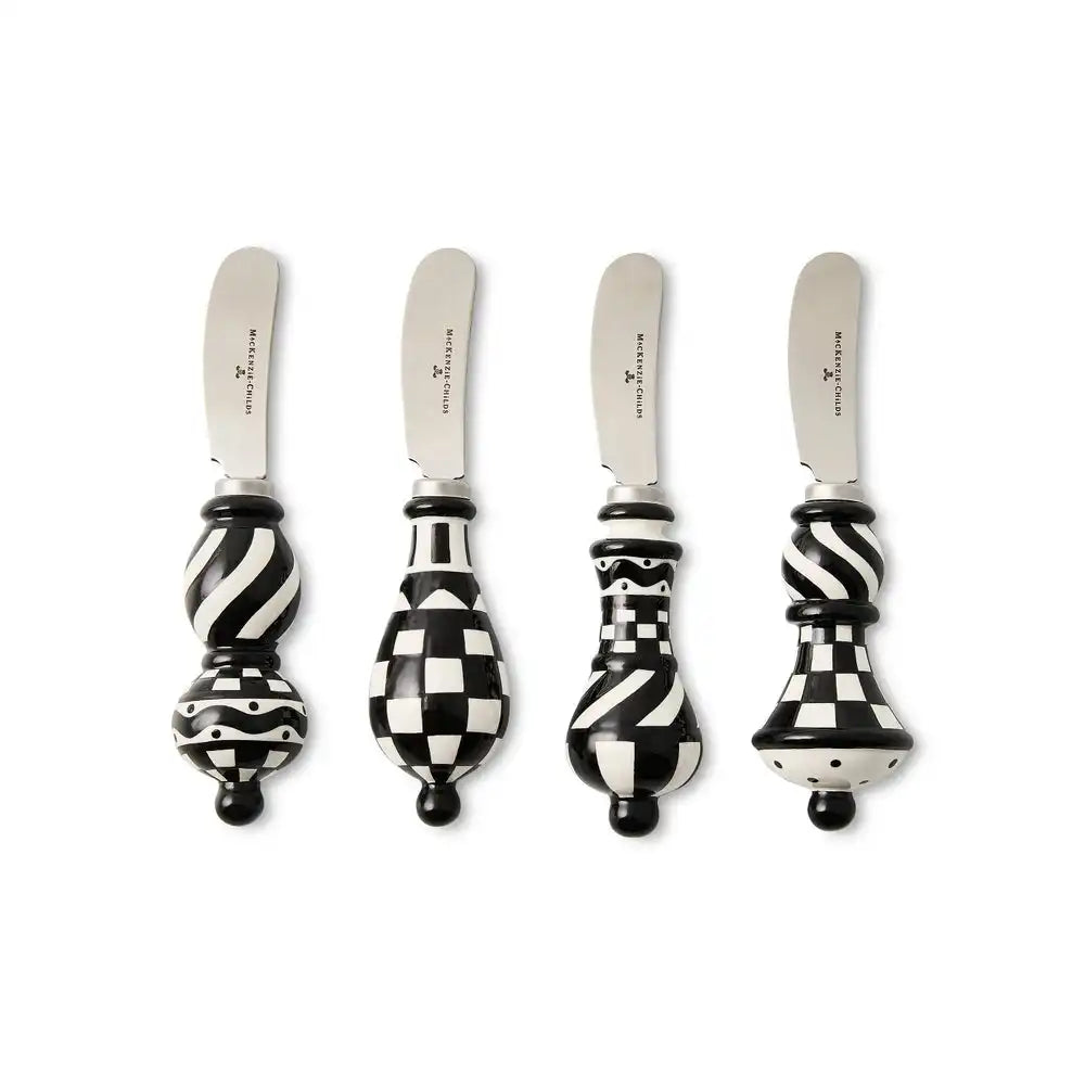 Mocha Check Party Spreaders, Set of 4