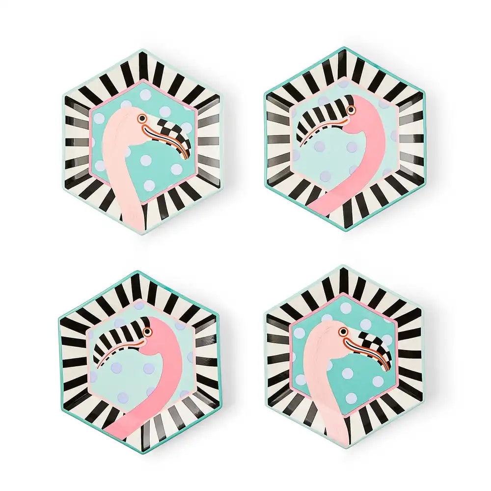 Patience Brewster Flamingo Dessert Plates, Set of 4