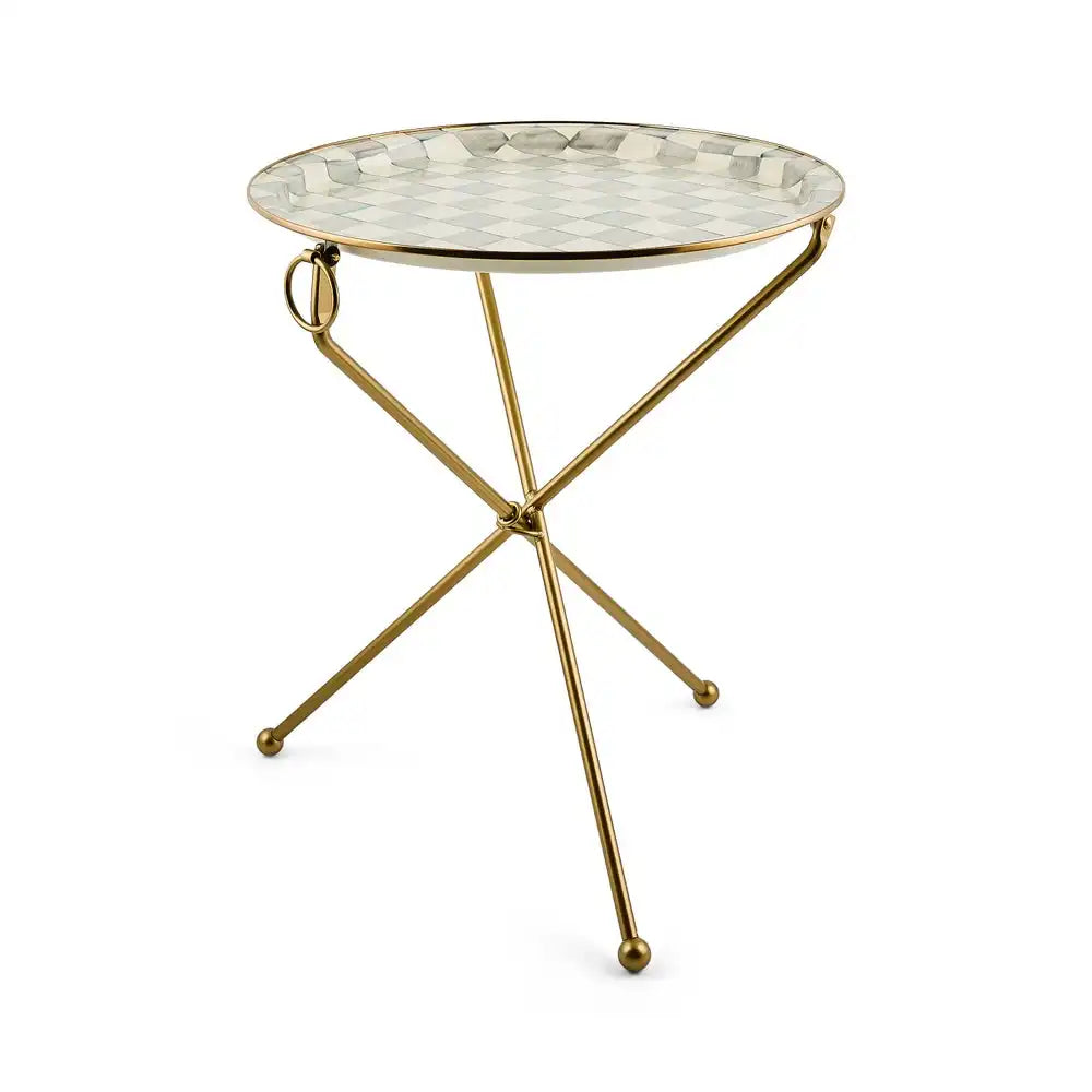 Sterling Check Enamel Tilt Accent Table