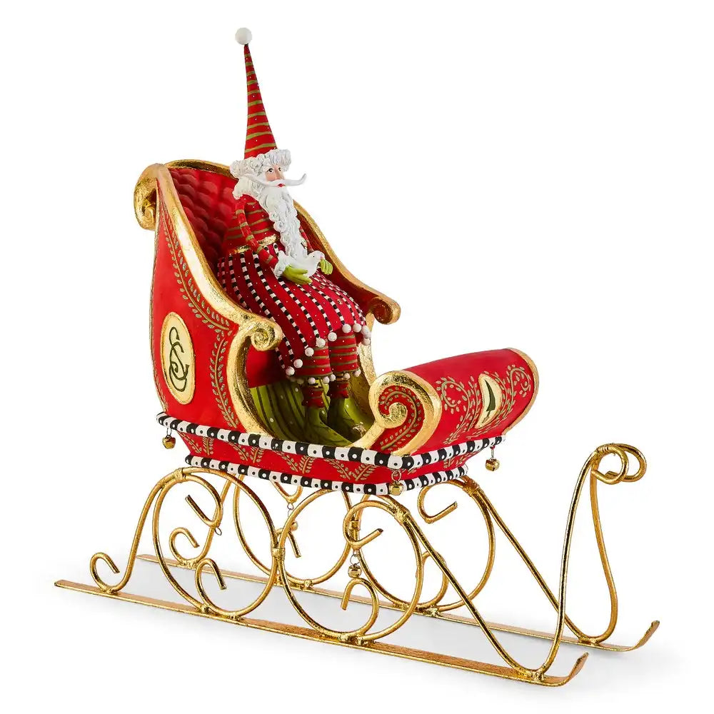 Patience Brewster Dash Away Sitting Santa & Sleigh Figure Set