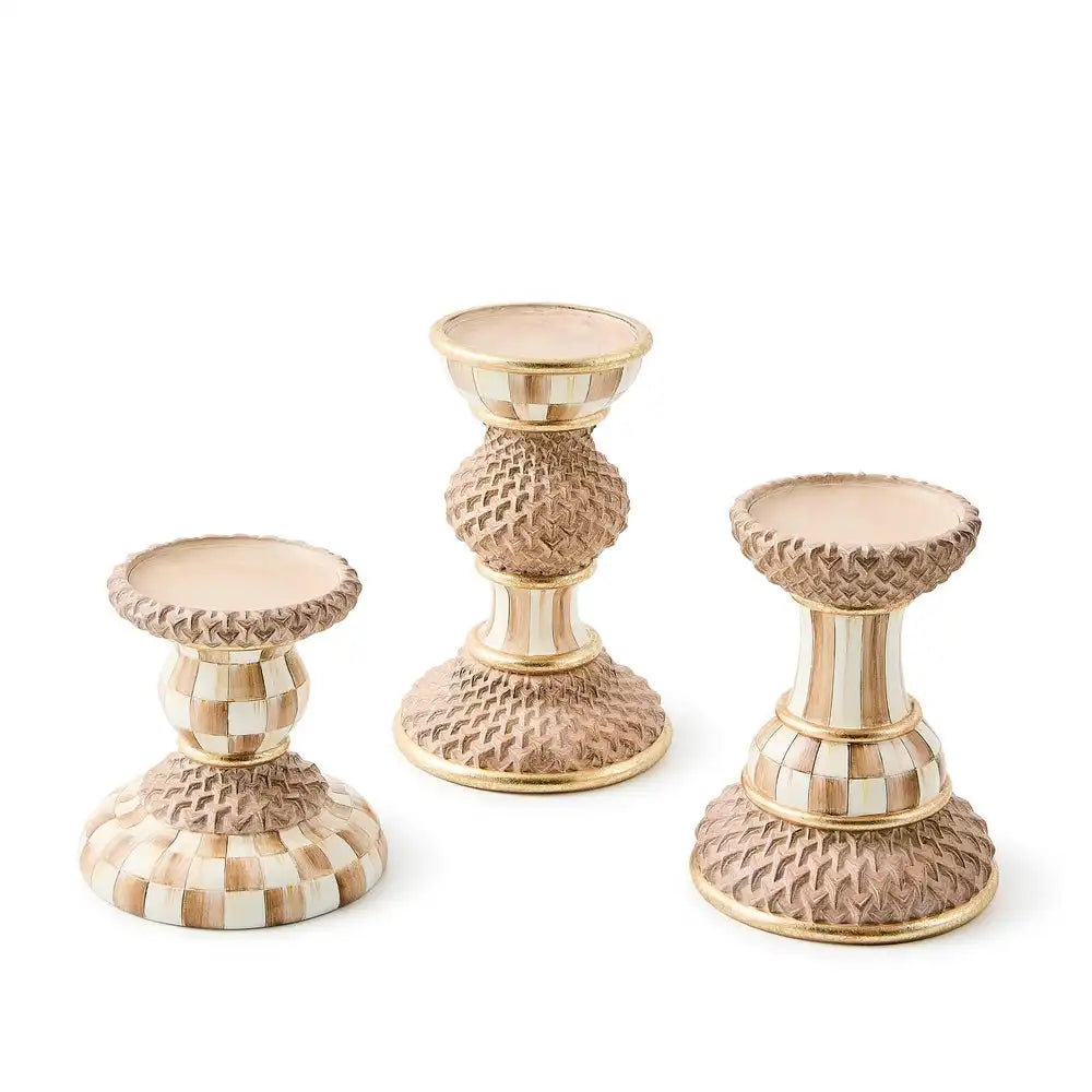 Mocha Pillar Candle Holders, Set of 3
